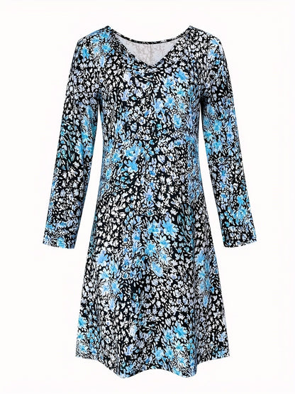 Kristina™ – Blommig V-ringad Klänning för Dam