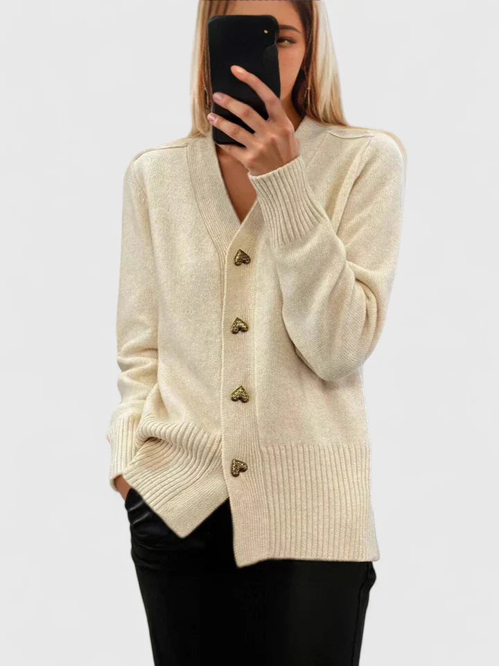 Annette™ - Elegant Cardigan med Hjärtknappar