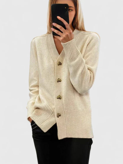 Annette™ - Elegant Cardigan med Hjärtknappar