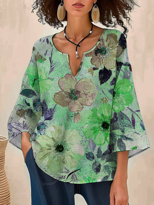 Wella™ – Blommig V-ringad Topp för Dam