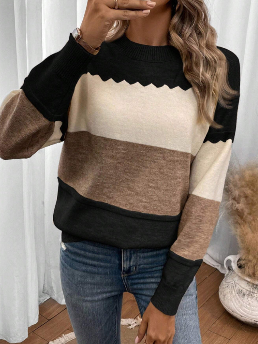 Leona™ - Randig Stickad Tröja