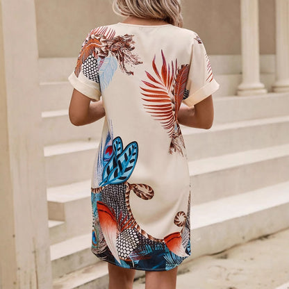 Julia™ – Mönstrad V-ringad Klänning för Dam