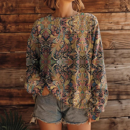 Celina™ - Retro Rundhals Långärmad Tröja