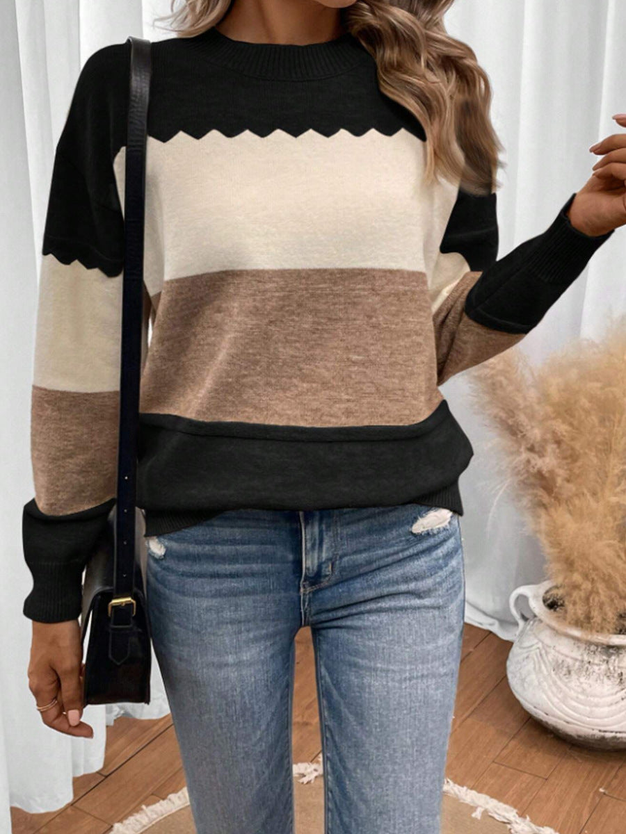 Leona™ - Randig Stickad Tröja