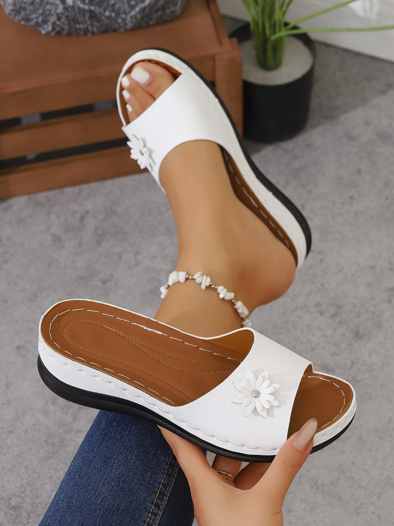 Hershey™ – Kilklackssandaler med Blommor för Dam