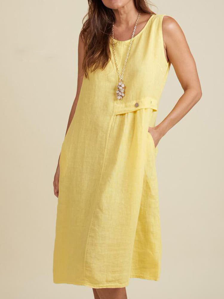 Klara™ – Ärmfri Bomulls Klänning för Kvinnor