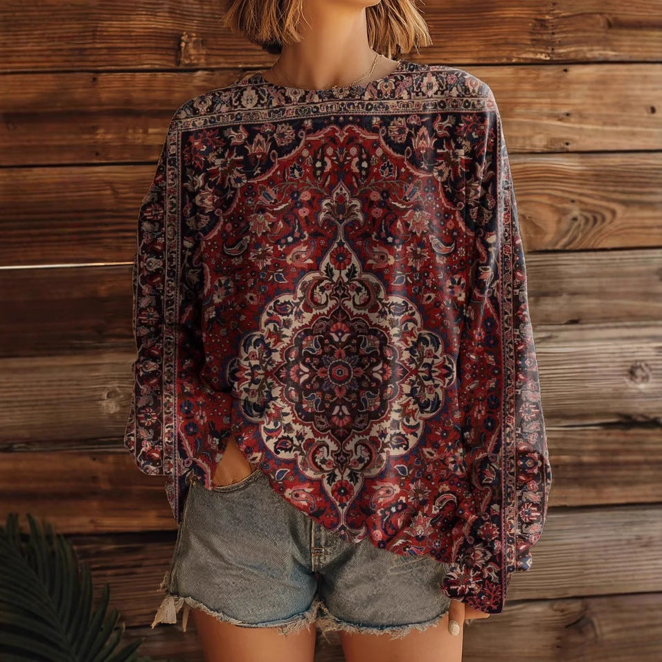 Celina™ - Retro Rundhals Långärmad Tröja