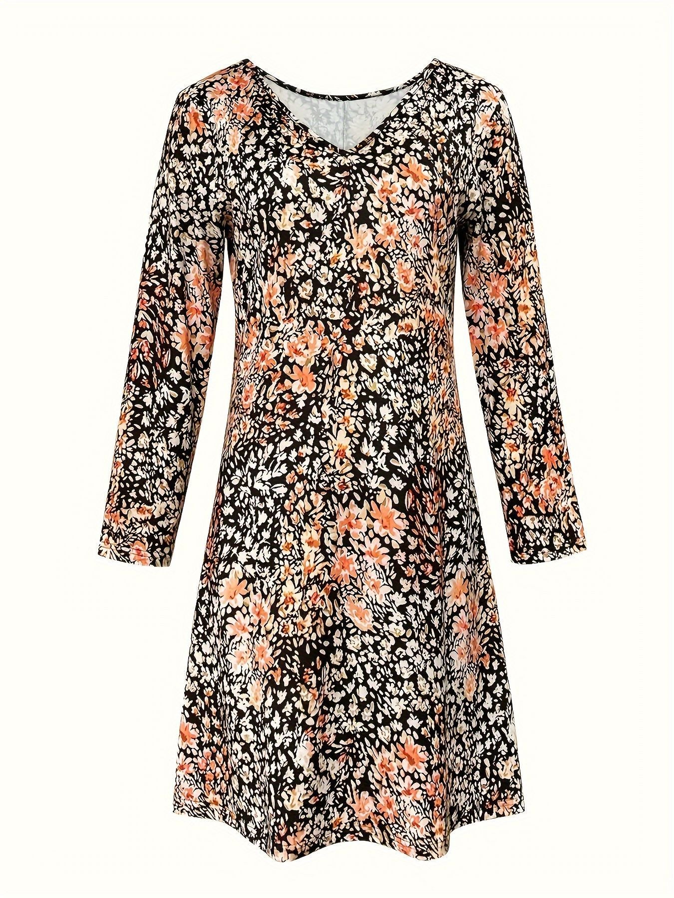 Kristina™ – Blommig V-ringad Klänning för Dam