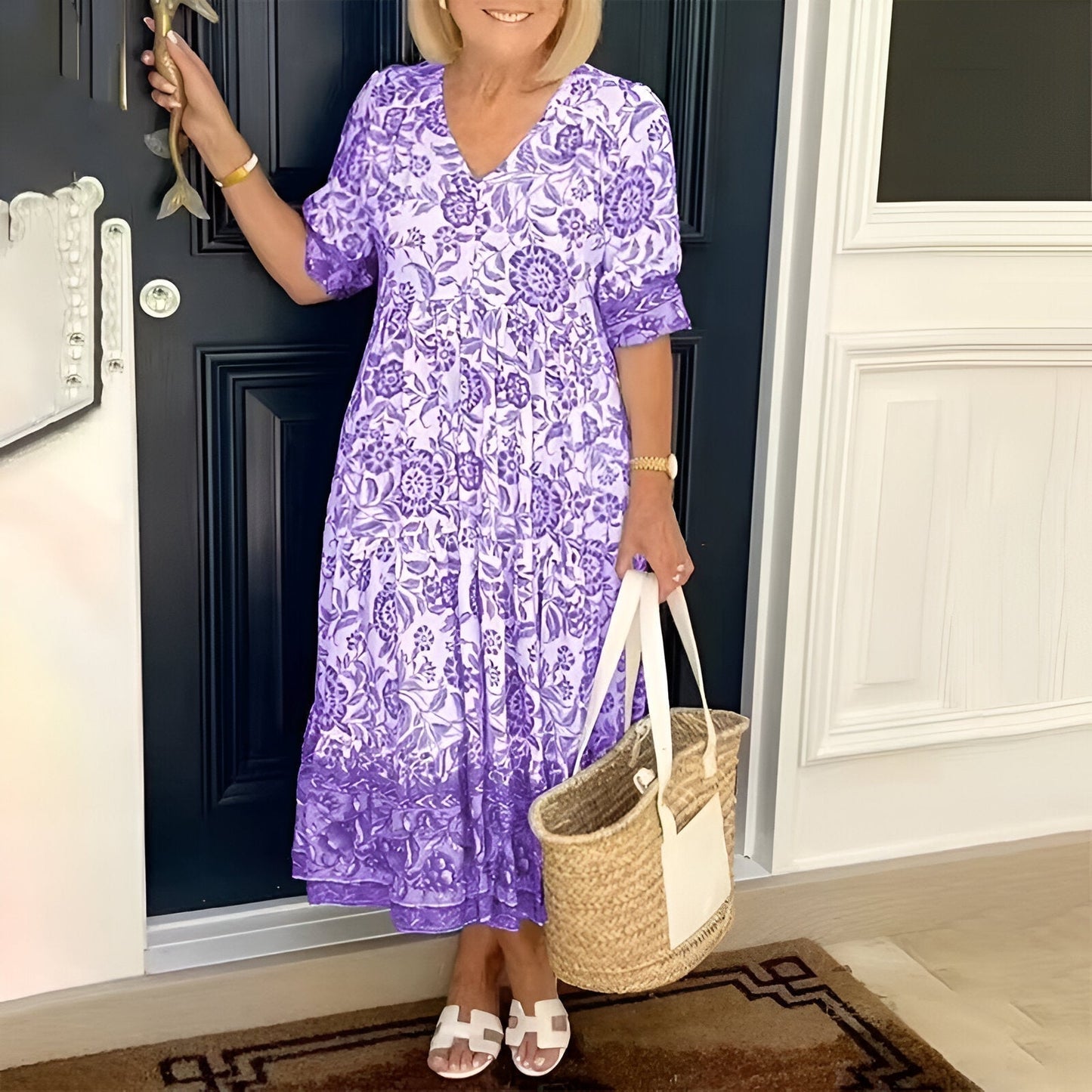 Lucy™ – Damens Elegant Blommig Klänning