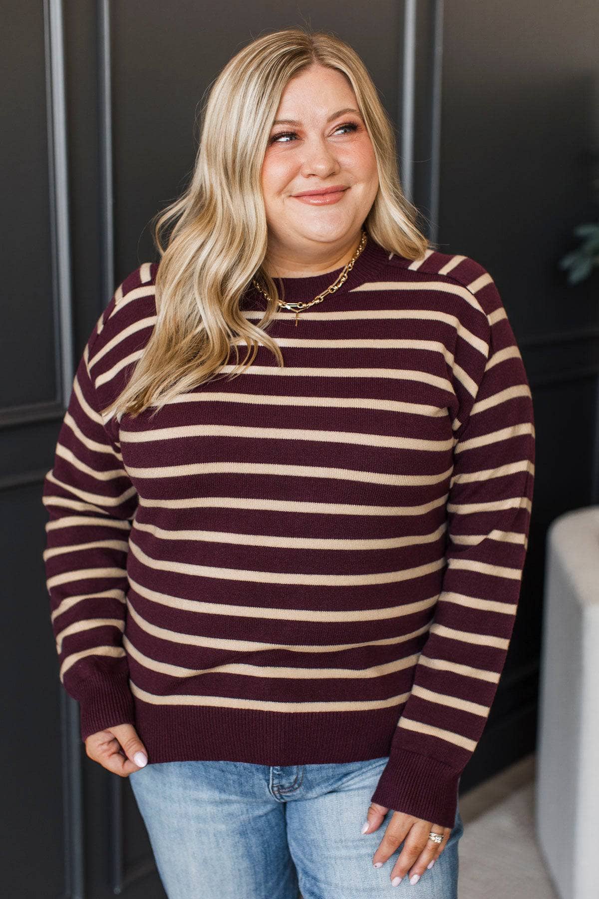 Maja™ - Randig Stickad Tröja