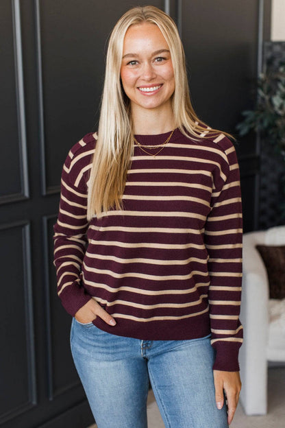 Maja™ - Randig Stickad Tröja