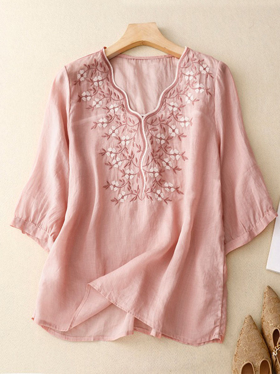 Maelle™ – Broderad Linnéblus