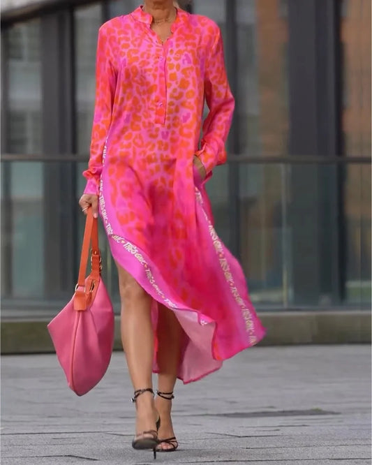 Adela™ - Elegant Leopard Långklänning