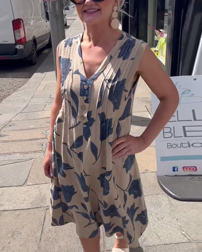 Emma™ – Kvinnors Blommig Ärmös Klänning