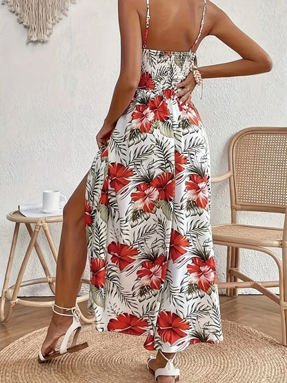 Carina™ -Blommig maxiklänning med V-ringning
