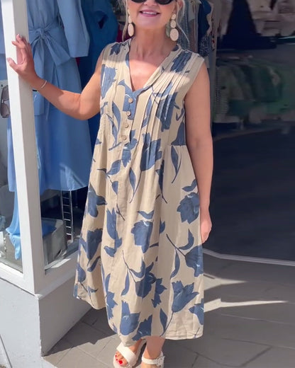 Emma™ – Kvinnors Blommig Ärmös Klänning