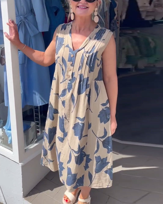 Emma™ – Kvinnors Blommig Ärmös Klänning