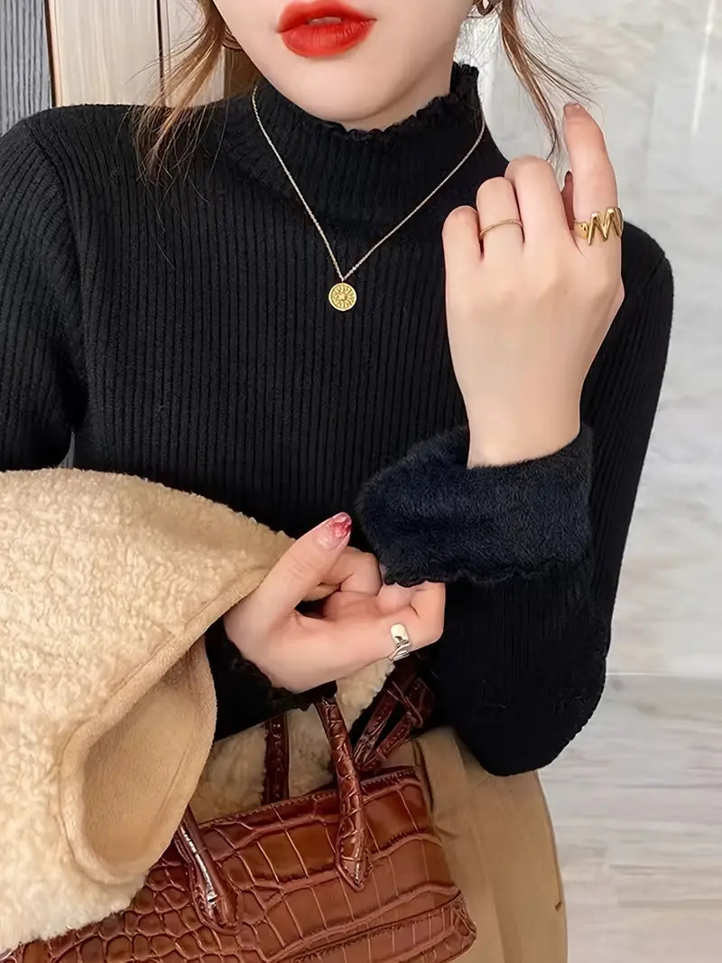 Hög Hals Stickad Tröja | Tillsammans mot Bröstcancer