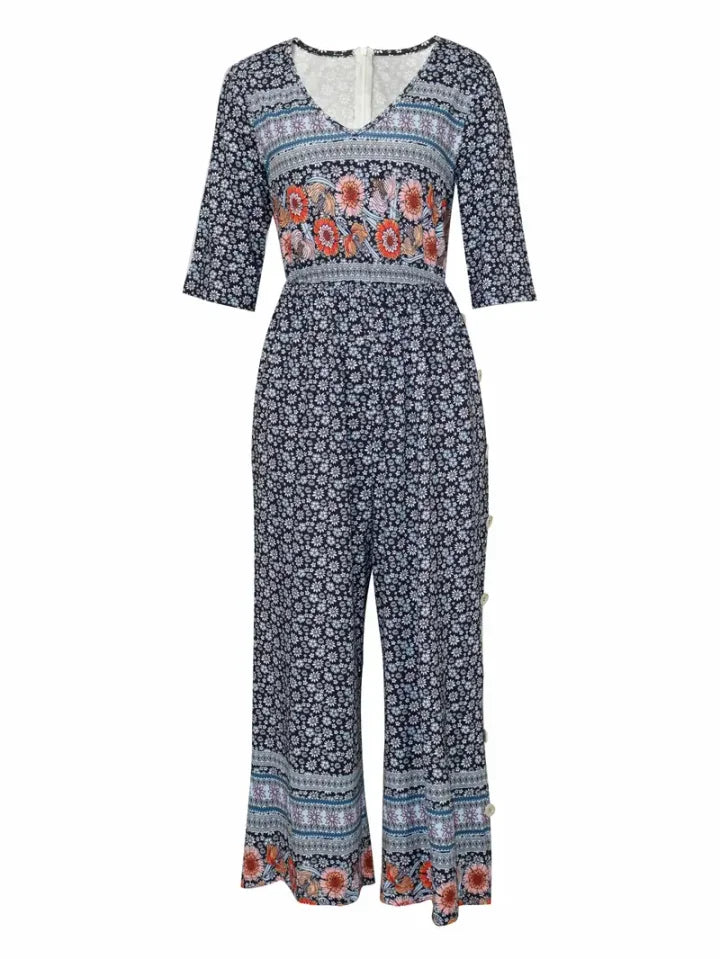 Neri™ - Vintage Boho Blommig Jumpsuit