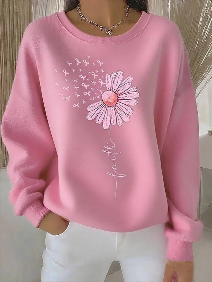 Faith Tryck Sweatshirt | Tillsammans mot Bröstcancer