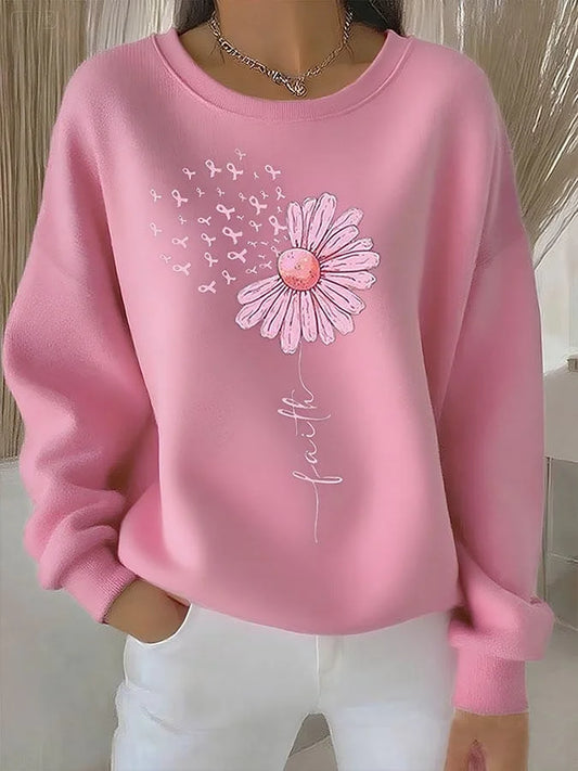 Faith Tryck Sweatshirt | Tillsammans mot Bröstcancer