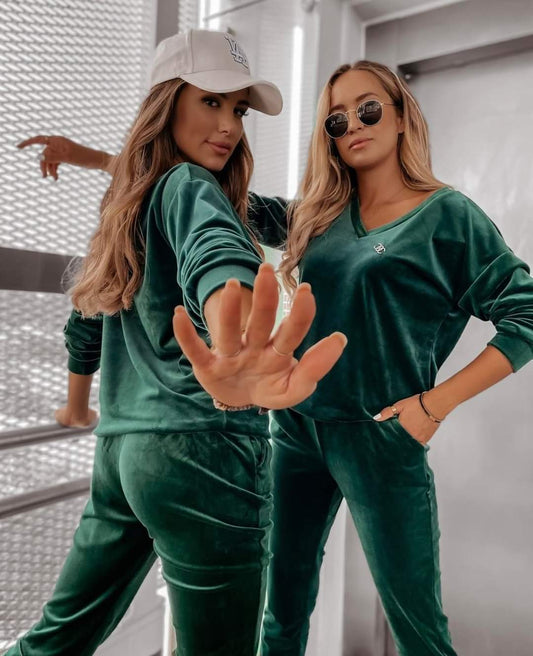 Adriana™ - Sammet Långärmad Byxset