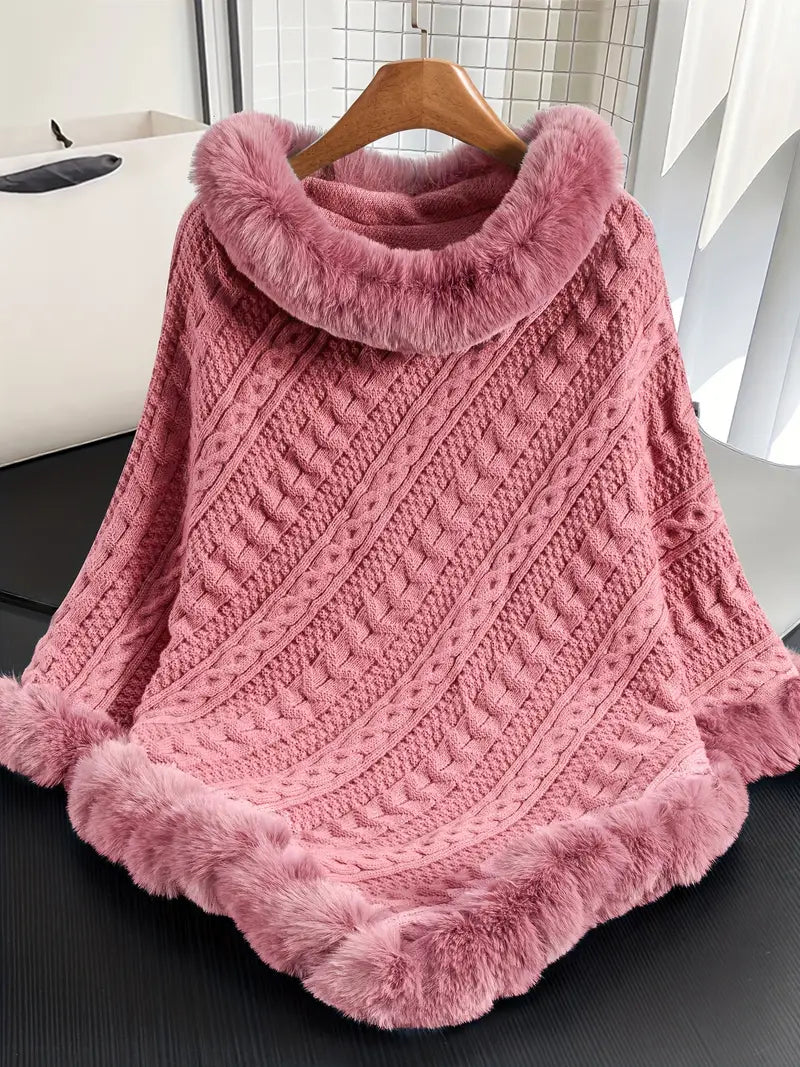 Mjuk Stickad Poncho | Tillsammans mot Bröstcancer