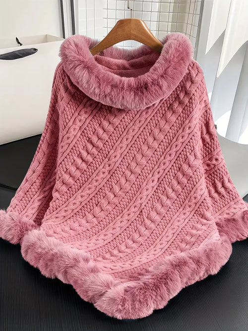 Mjuk Stickad Poncho | Tillsammans mot Bröstcancer