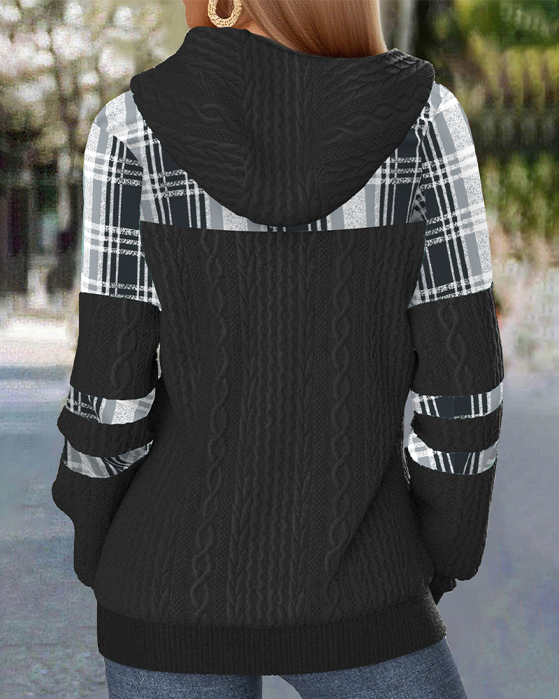 Isabella™ - Rutig Huvjacka med Dragkedja