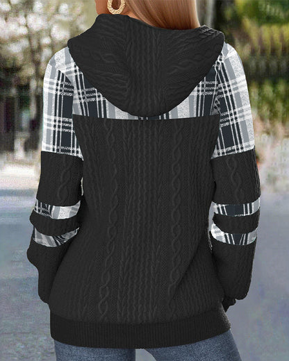 Isabella™ - Rutig Huvjacka med Dragkedja