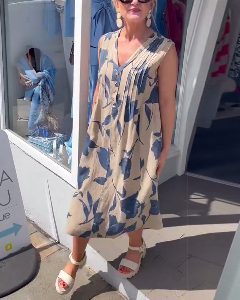 Emma™ – Kvinnors Blommig Ärmös Klänning