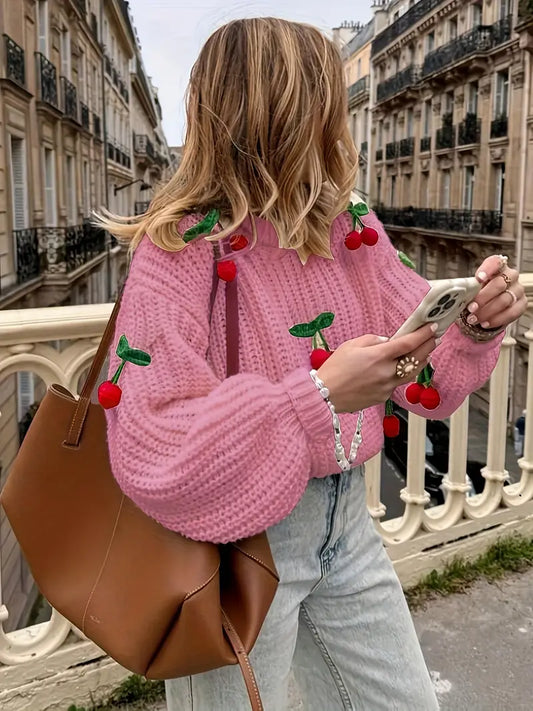 Körsbärsmönstrad Tröja | Tillsammans mot Bröstcancer