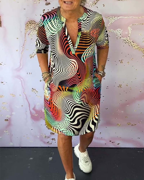 Rhea™ – Färgglad V-ringad Klänning