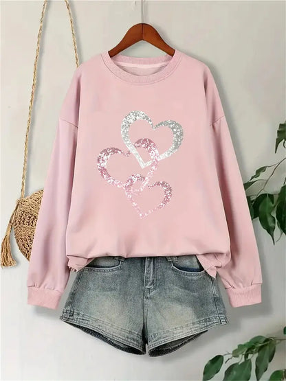 Glittrig Hjärt Sweatshirt | Tillsammans mot Bröstcancer