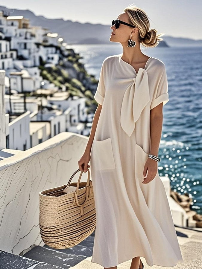 Zhia™ - Luftig Linnéklänning med Fickor