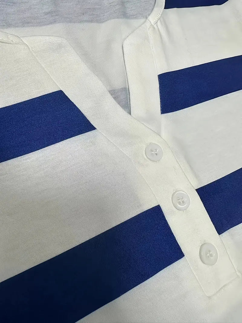 Lovisa™– Randig T-shirt med V-ringning för Dam