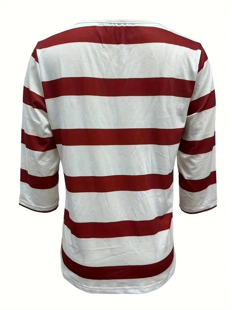 Lovisa™– Randig T-shirt med V-ringning för Dam