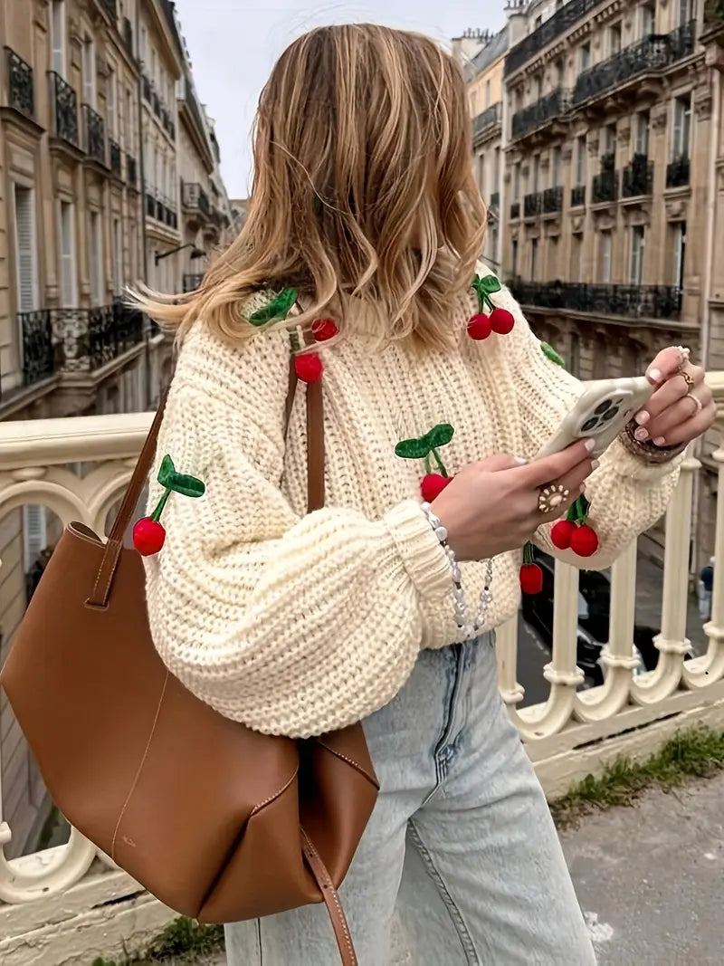 Körsbärsmönstrad Tröja | Tillsammans mot Bröstcancer