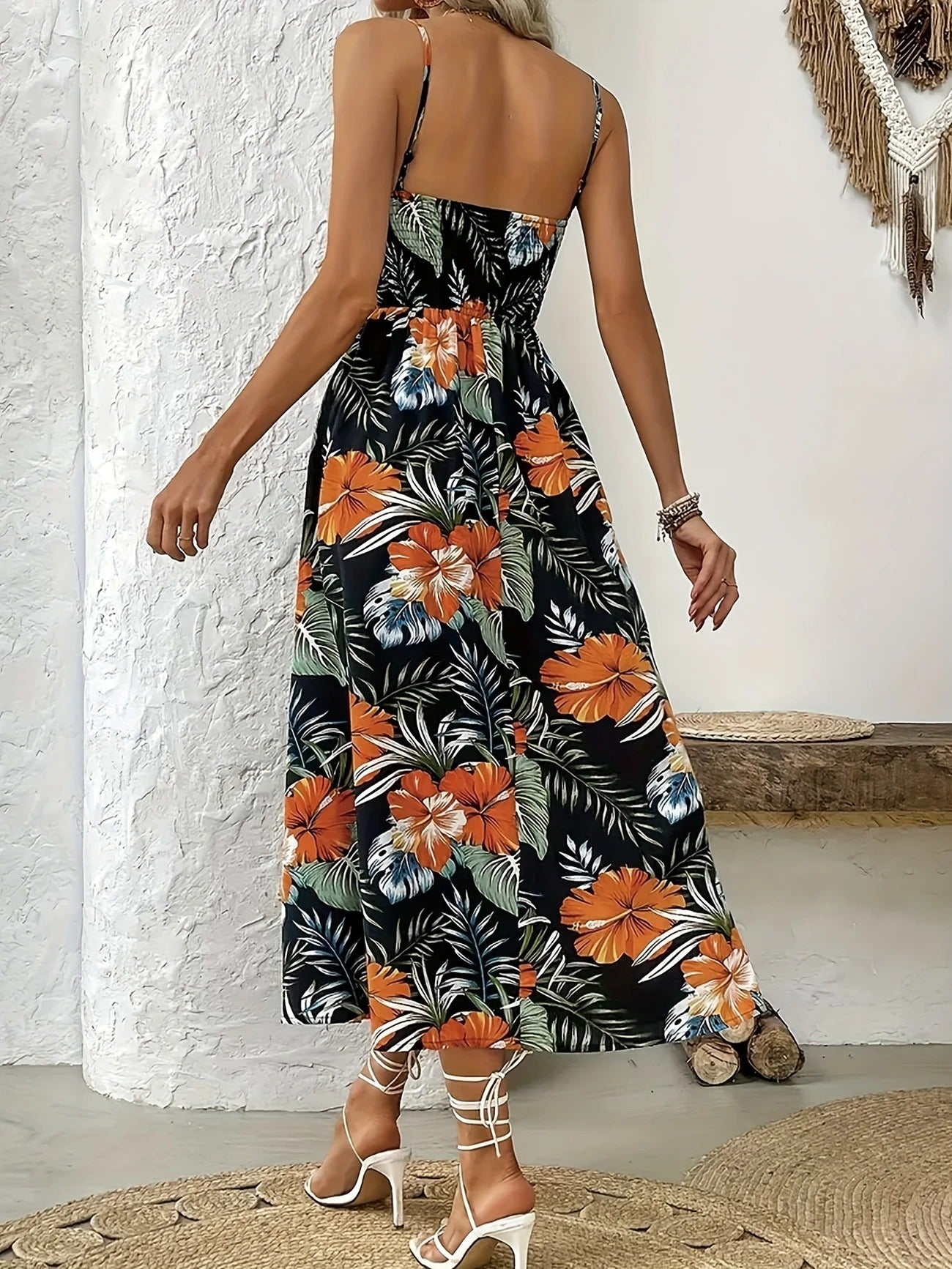 Carina™ -Blommig maxiklänning med V-ringning