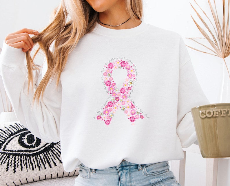 Blommigt Band Sweatshirt | Tillsammans mot Bröstcancer