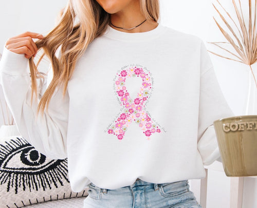 Blommigt Band Sweatshirt | Tillsammans mot Bröstcancer