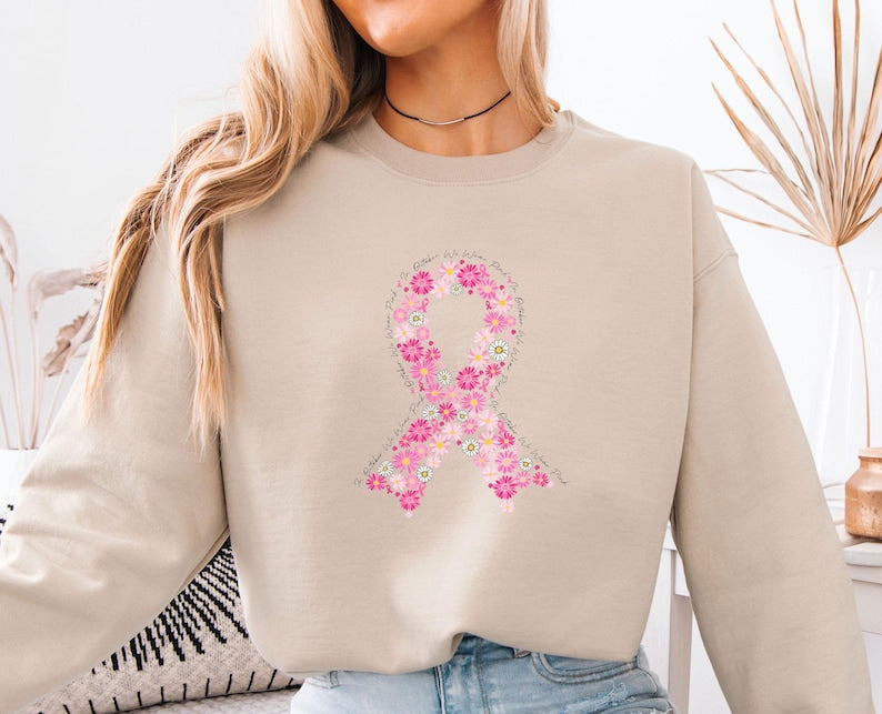 Blommigt Band Sweatshirt | Tillsammans mot Bröstcancer