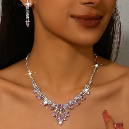 Tårdroppe Halsbands och Örhängeset | Tillsammans mot bröstcancer