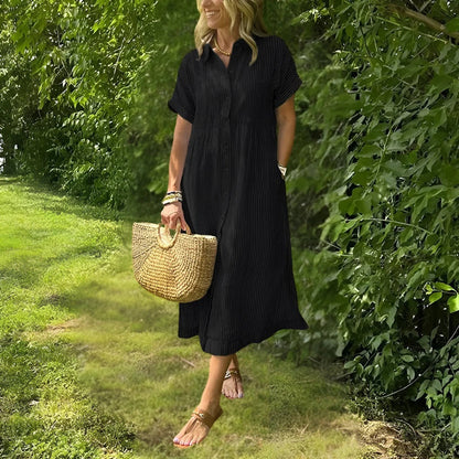 Tyra™ - Randig Skjortklänning