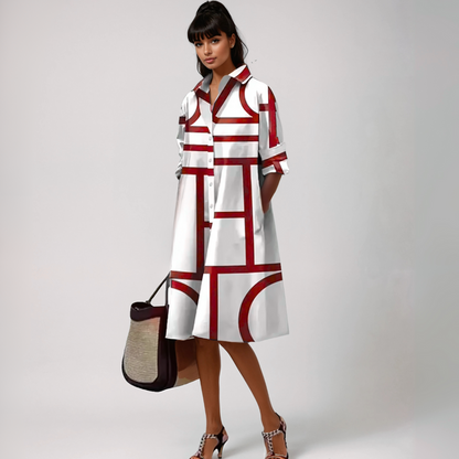 Celine™ – Kvinnors Geometrisk Midiklänning