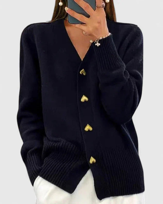Annette™ - Elegant Cardigan med Hjärtknappar