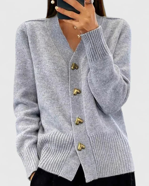 Annette™ - Elegant Cardigan med Hjärtknappar