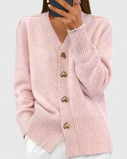 Annette™ - Elegant Cardigan med Hjärtknappar