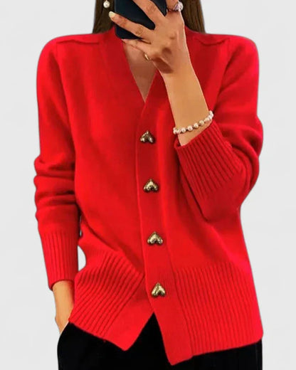Annette™ - Elegant Cardigan med Hjärtknappar