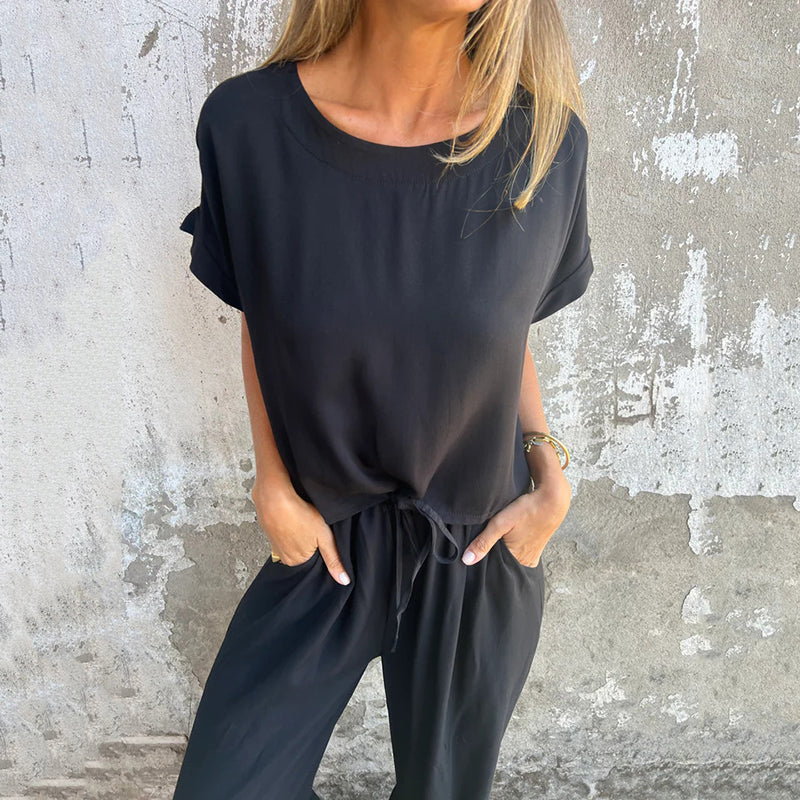 Sherry™ – Avslappnat Tvådelat Set i Enfärgat för Dam